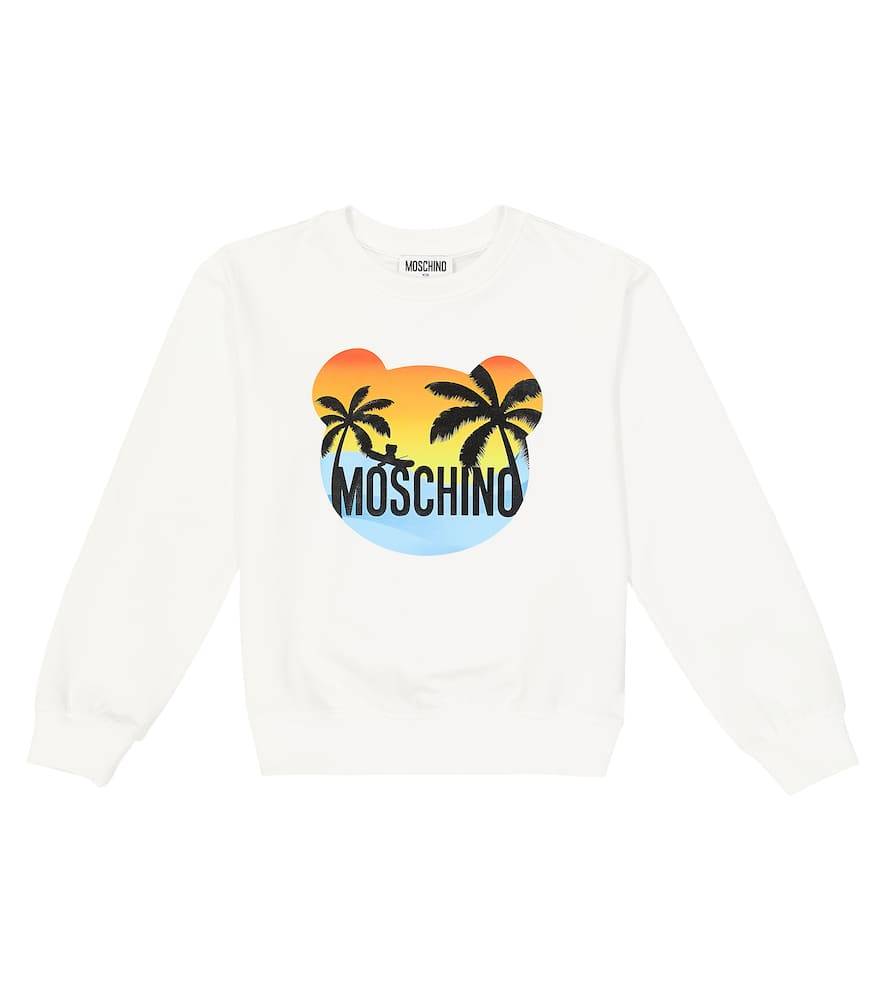 Moschino Kids Sudadera en mezcla de algodón estampada - blanco - Y 4
