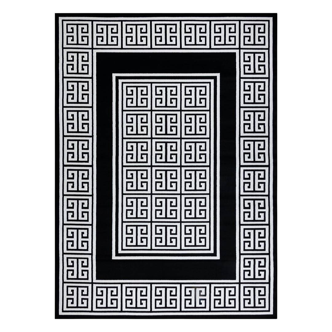 Gulvtæppe - Hakano Mosse Greek, sort/creme 160×220 cm