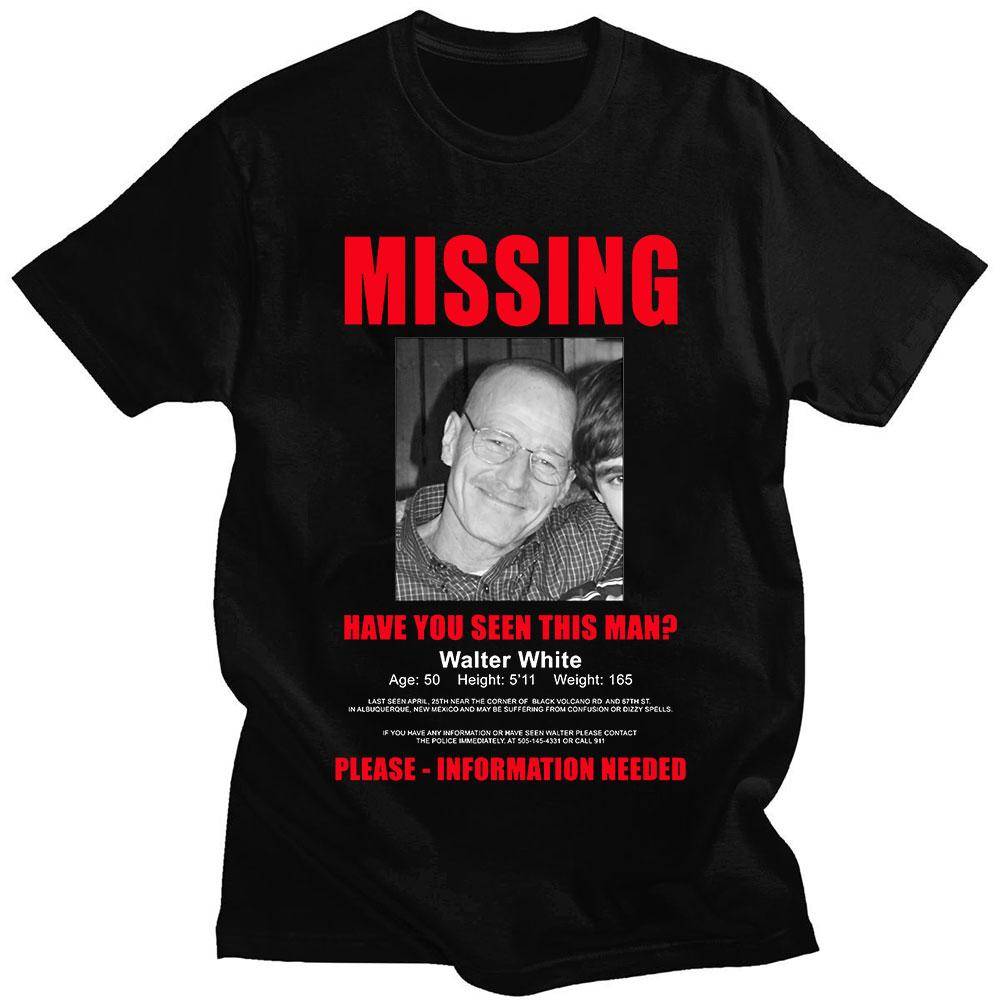 Heisenberg Breaking Bad Saknad Skylt T-shirt Better Call Saul Grafiskt Tryck T-shirts Herr Ren Bomull Kortärmad T-shirt cm blue