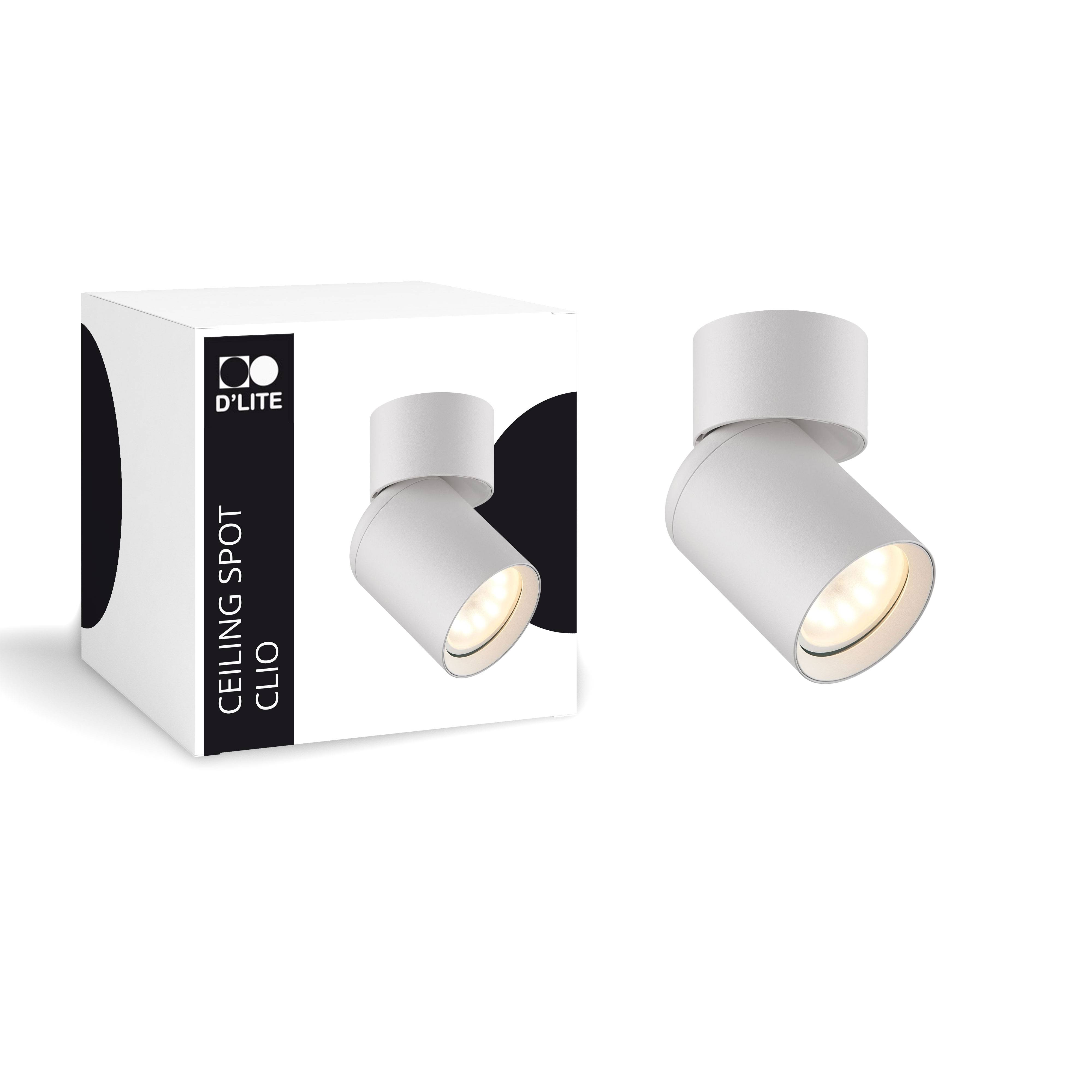 D'Lite Loft Spot Clio Aluminium Hvid Vipbar| Egnet til 1x GU10