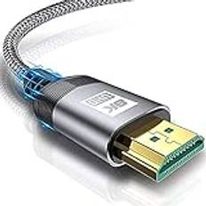 AviBrex 8K HDMI 2.1-kabel 7,5 m, Ultra HD 48 Gbps Ethernet High Speed 8K@60 Hz, 4K@120Hz, HDCP 2.2 & 2.3, UHD HDR 10+, Dolby Vision, 3D, VRR, kompatibel med PS5/4/3,8K-spel, TV, Blu-ray-spelare,