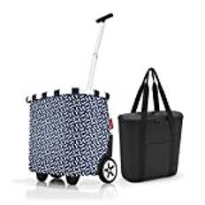 Reisenthel Set Carrycruiser + Thermoshopper OEOV, shoppingvagn med kylväska, Ram signatur marinblå + svart, bagagevagn
