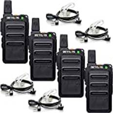 Retevis RT619 Walkie Talkie med Headset PMR Walkie Talkies set 16 Kanaler VOX Squelch 1300mAh Uppladdningsbart Micro USB-Licensfritt Radioset (2 Par, Svart)