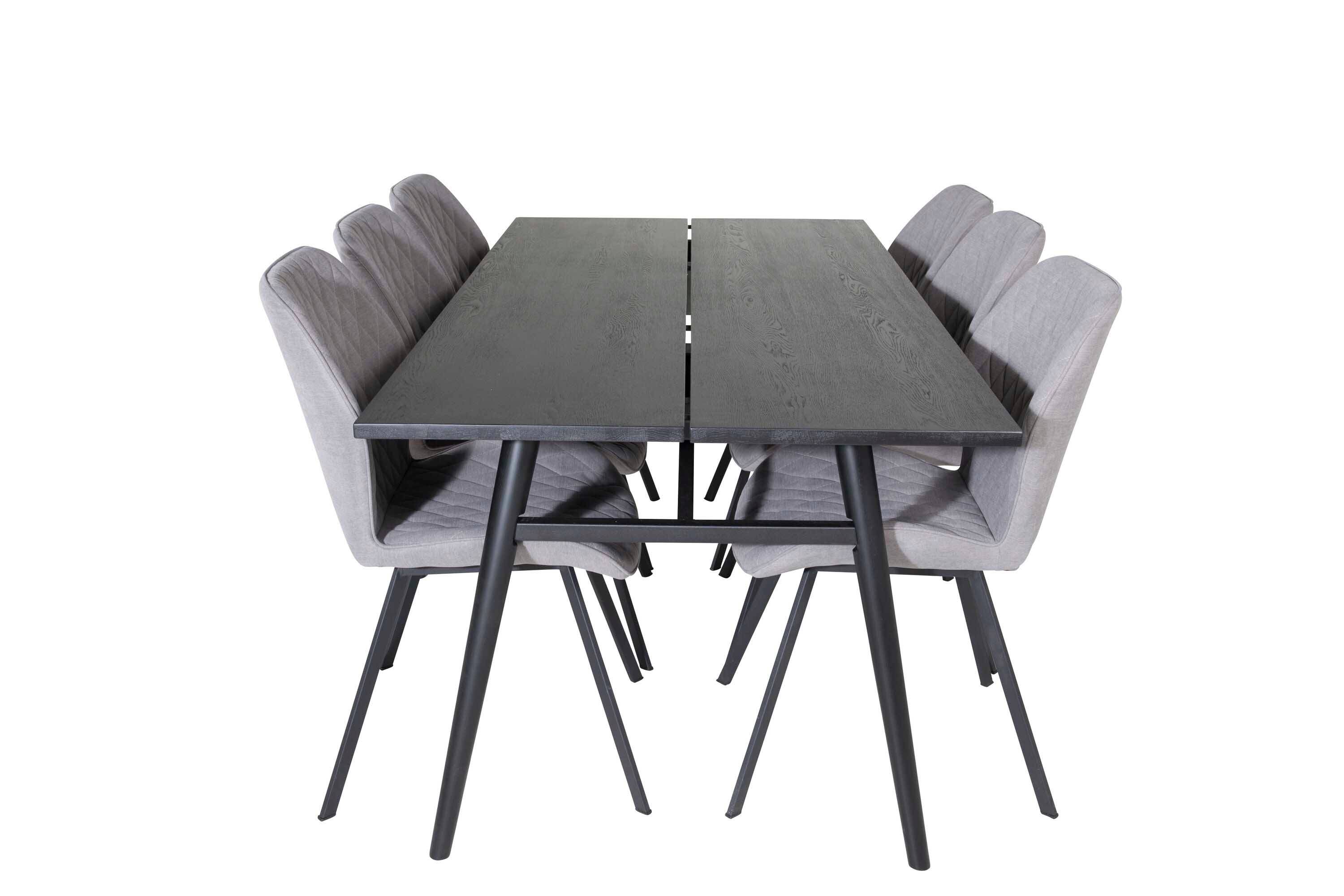 Venture Design Sleek & Gemma matgrupp Svart/grå 6 st stolar & bord 195 x 95 cm
