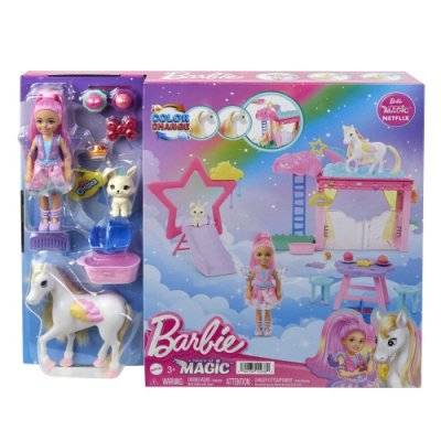 Mattel - Barbie A Touch Of Magic Chelsea Docka Lekset With Baby Pegasus