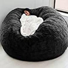 Big Bean Bag Stolar För Vuxna, Giant Bean Bag Stolar Cover, Mjuk Fluffig Soffa För Home Garden Lounge Vardagsrum (inget Fyllmedel), Svart,7FT