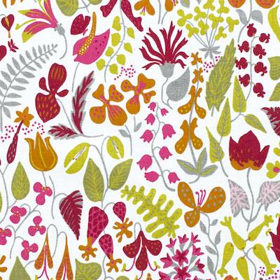 Tyg på metervara, mönster HERBARIUM av Stig Lindberg, orange