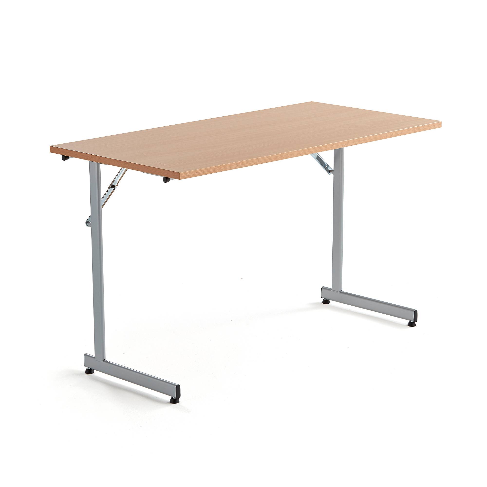 Bord CLAIRE, fällbart, 1200x600 mm, boklaminat, alugrå