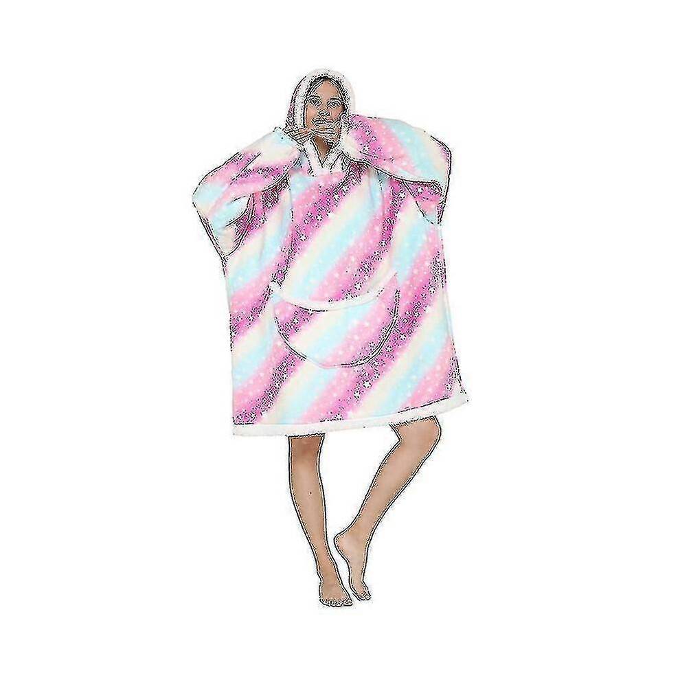 (Starry sky) Super Dalian Hoodie Blanket Hoodie Super Soft Sherpa Wool Giant Sweatshirt For Adults_x