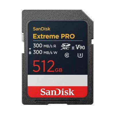 SanDisk Extreme Pro SDXC V90 300 MB/s UHS-II (read/write)  512 GB