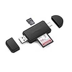 ISMMIK USB typ C Micro USB SD-kortläsare USB 2.0 adapter minneskort kortläsare för SDCC, SDHC, SD, MMC, RS-MMC, Micro SDCC, Micro SD, Micro SDHC-kort för Samsung, Android Smartphone, Macbook och PC Laptop