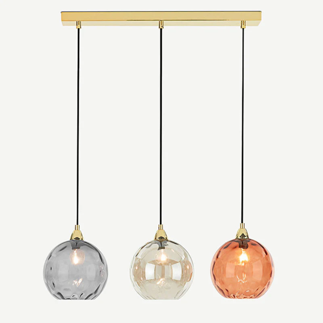 ClusterGlow - Elegant 3-Lamp Hänglampa för Stämningsbelysning - Grå / Lång