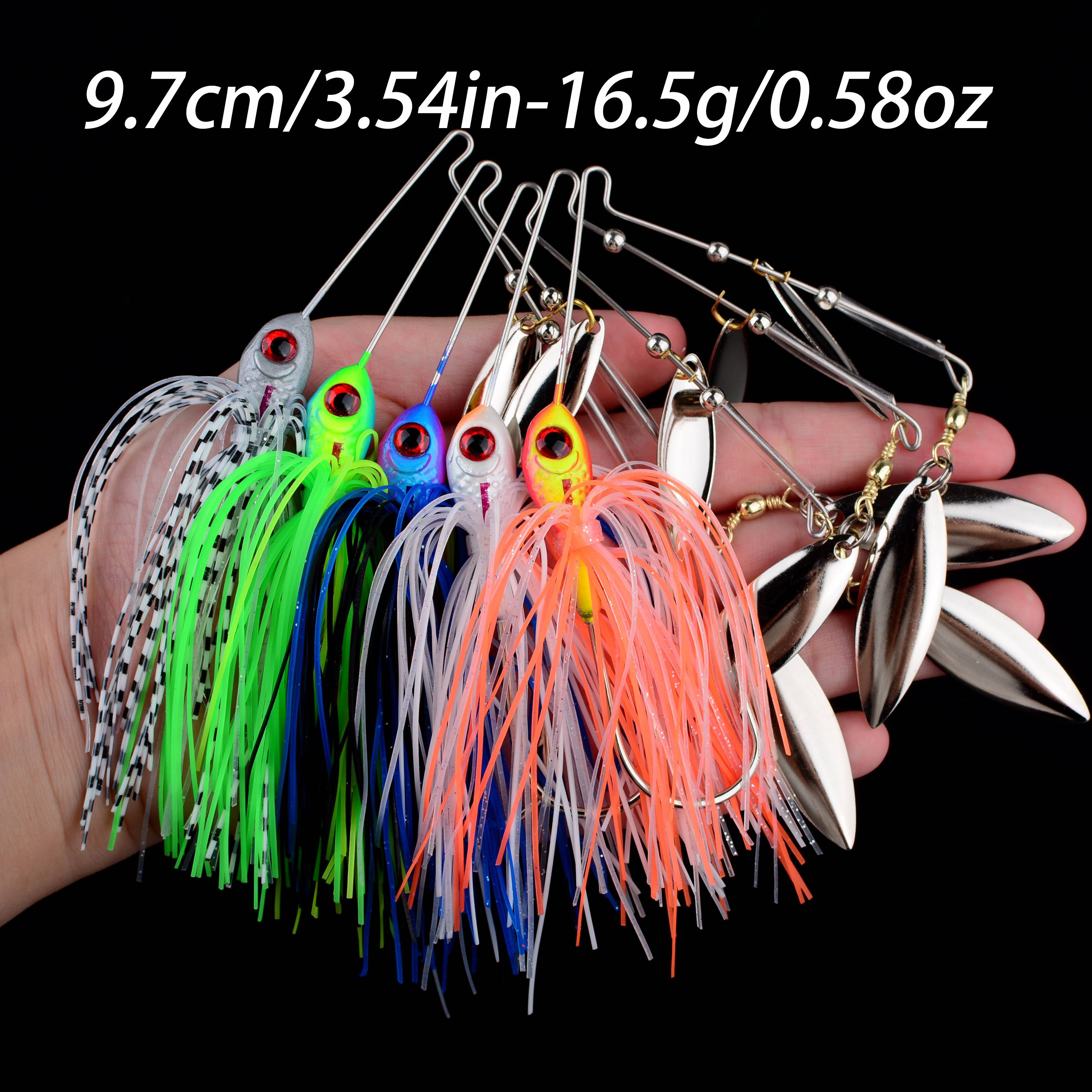 5pcs Metal Spinnerbait Lures Fishing Lures Colorful Spinnerbaits Attractive Tail Design Durable Spinnerbaits Sharp Hook