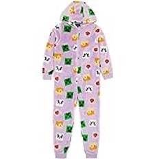 Minecraft Girls Onesie barn Creeper Steve Purple Game alla i en PJs, lila, 9-10 År