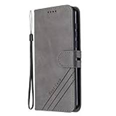 Telefon Flip Case Kompatibel med Motorola Moto E6 Play plånboksfodral, telefonfodral i PU-läder Magnetic Flip Folio-läderfodral Korthållare [Stötsäkert TPU inre skal] Skyddsfodral Telefonskydd(Gris)