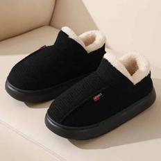 Winter Men's Warm Cotton Slippers Indoor Home Non-slip Winter Home Large Size Home Home Cotton Shoes Men 44-45 svart