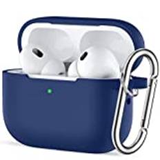 Easuny Fodral för AirPods Pro 2e/1:a generationen (2022/2019) - fullt skydd, kompatibelt med Apple AirPods Pro 2, stötsäkert silikonskal med karbinhake, blå