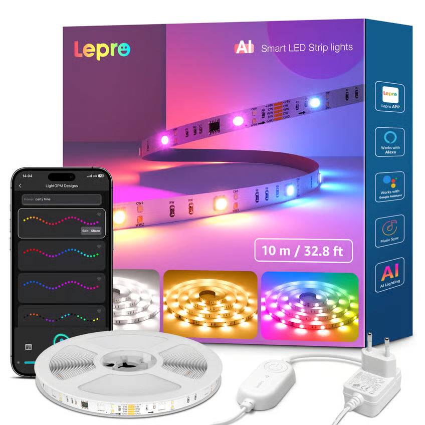 Lepro S2 AI Smart LED-strip med RGBIC, 10 m