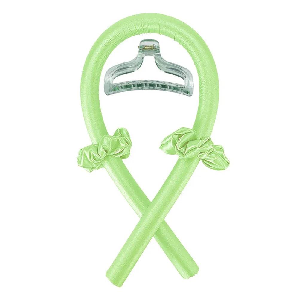 Heatless Curling Rod Headband No Heat Silk Curls Ribbon Hair Rollers Sleeping Soft Headband Lazy Hair Curlers Hair Styling Tools - Shiny Green with Cli / CHINA