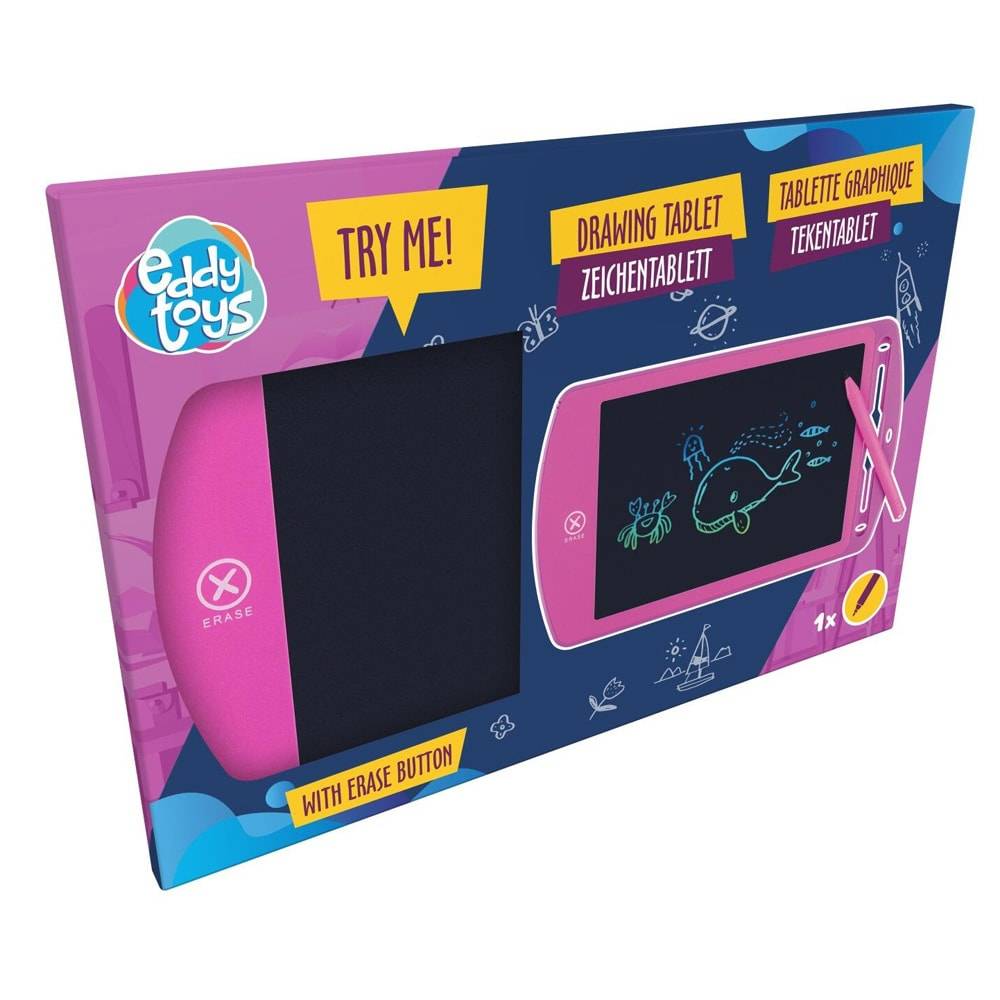 Ritplatta med LED - Rosa / LCD skrivplatta för barn / digital ritplatta med raderingsknapp