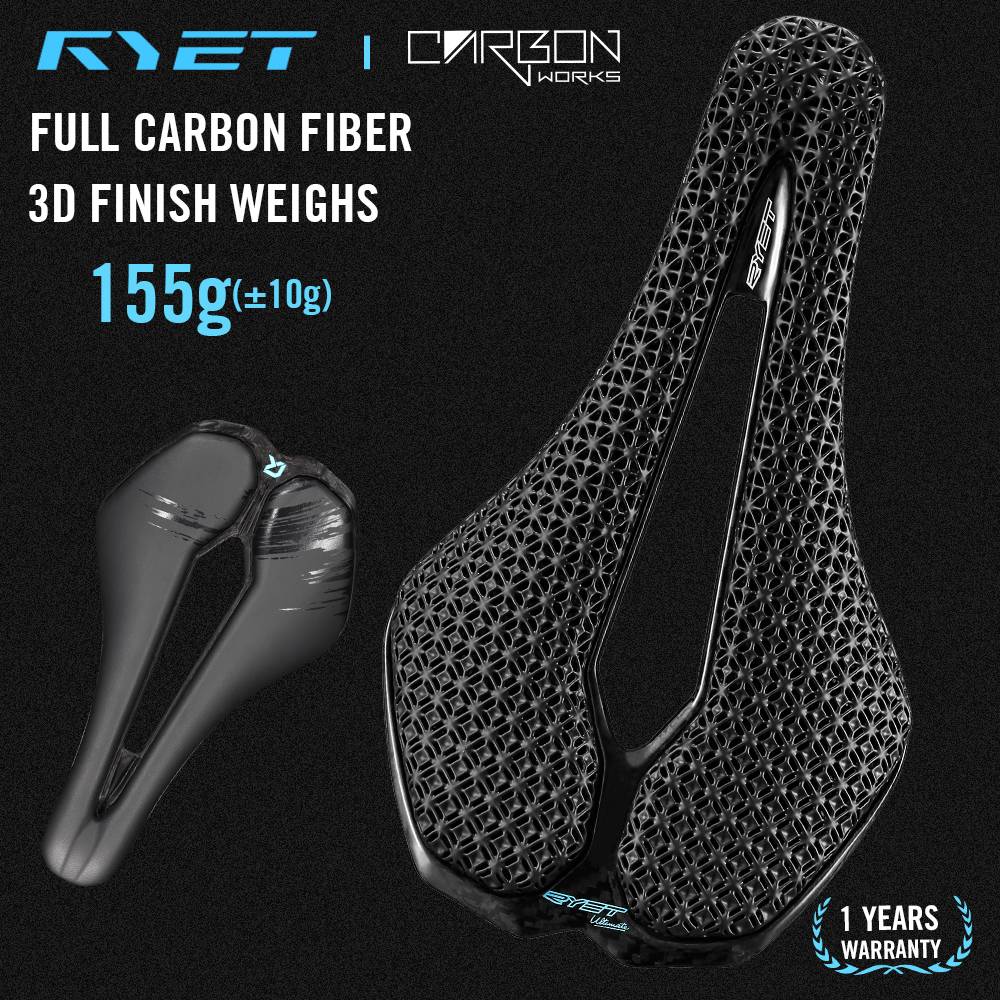 RYET Carbon 3D Printed Bike Saddle Super Light Road MTB Seat Parts Racing 7x9mm Seating Cushion Cycling Bicycle Accessories