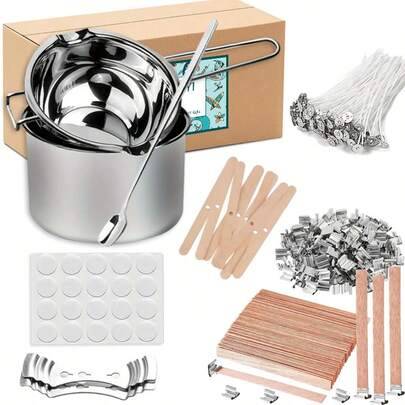 DIY-ljustillverkningssats, inkluderar vaxsmältdegel, ljusvekar, vekeklistermärken och hållare, vekecentreringsverktyg, lämplig för doftljustillverknin - Multifärgad (7,8)