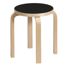 Artek - E60 Pall / Svart Linoleum - Björk