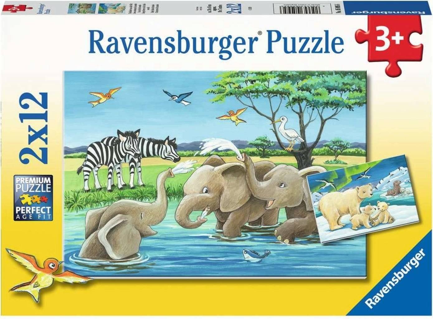 Ravensburger Pussel - Djurbarn från Hela Världen, 2 x 12 bitar
