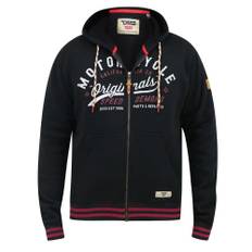 6XL - Hoodie i stora storlekar - D555 Patrick Full Zip Hoody With 'Motorcycle' Chest Print