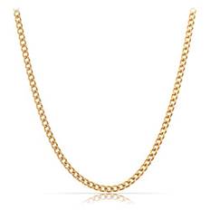 Hochwertige Goldkette aus Edelstahl • Robuste Goldene Halskette • Massive Königskette 60 cm | 2 mm • Cuban Link Chain Glieder-Kette Panzerkette • Handgemachter Herren-Schmuck (Gold 2mm)