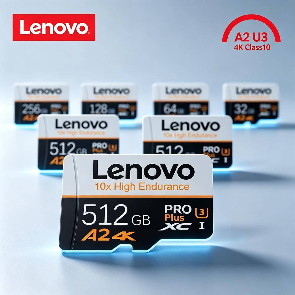 Lenovo 512GB High Speed Micro SD Card TF Memory for GoPRO DJI Drone Full HD 4K UHD C10 U3 V30 A2 up to 100MB/s Class 10