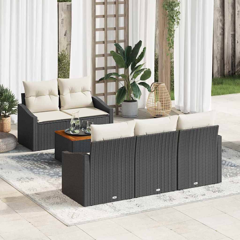 vidaXL Havesofa Sæt 6 stk. Sort polyrattan