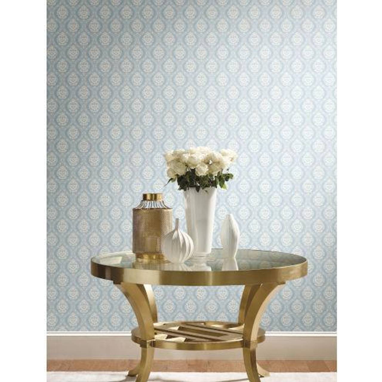 York Wallcoverings 56 sq ft. Blue Petite Ogee PrePasted Wallpaper