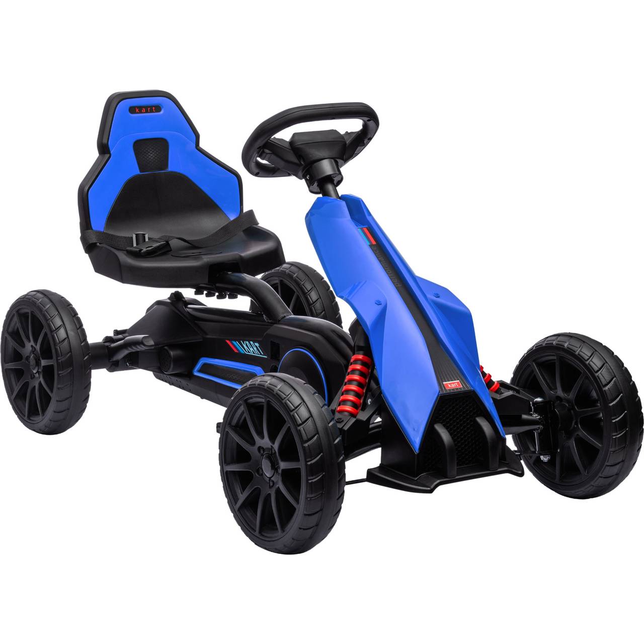 Aosom Kids Pedal Go Kart with Adjustable Seat Swing Axle Blue Outdoor