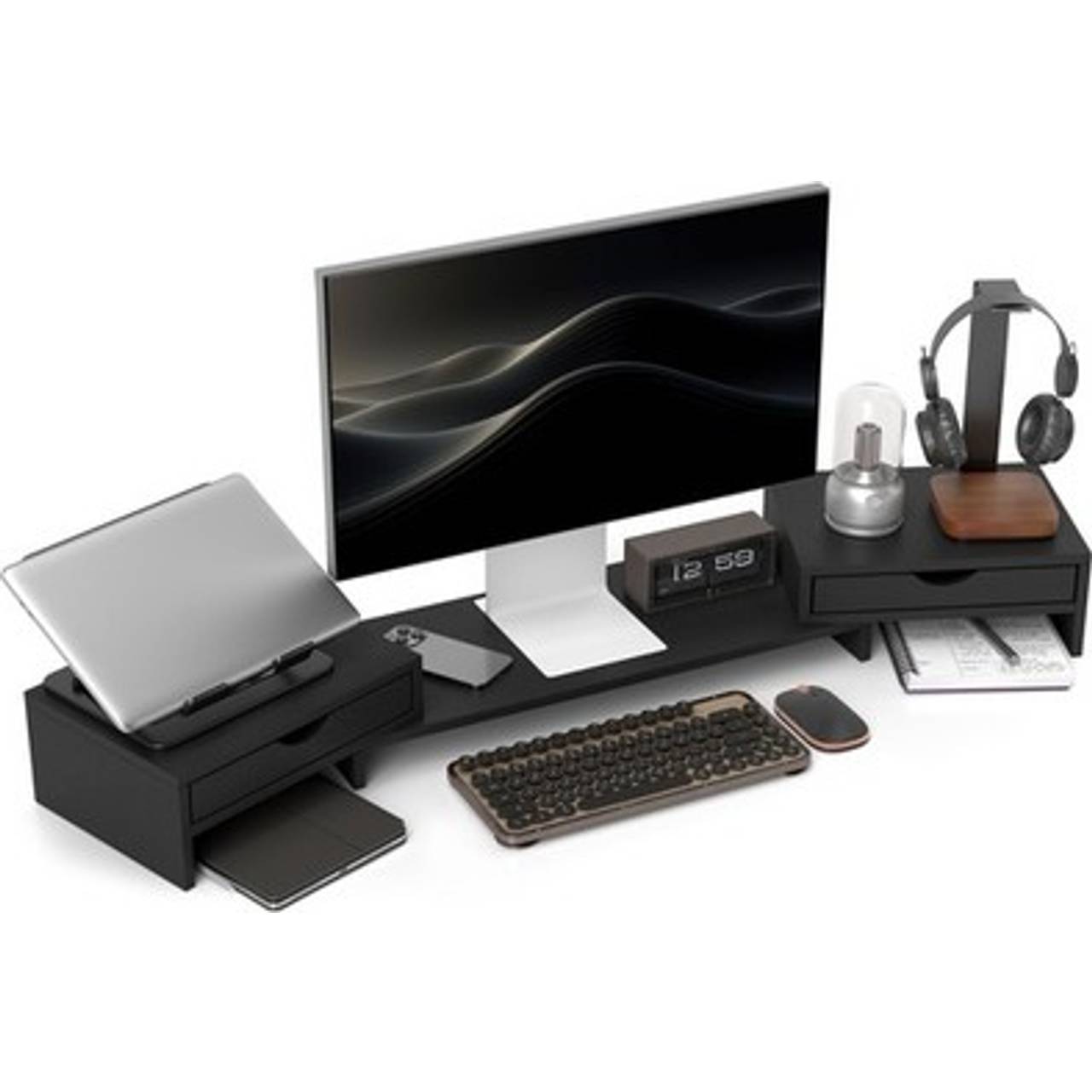 Homcom Dual Monitor Stand Riser Adjustable Length • Price