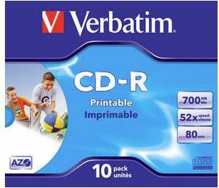 CD-R 700MB 52x Jewelcase 10-Pack Wide Inkjet