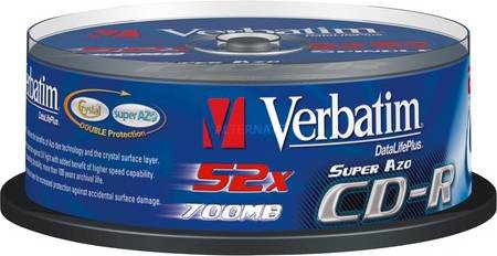 Verbatim CD-R Crystal 700MB 52x Spindle 25-Pack