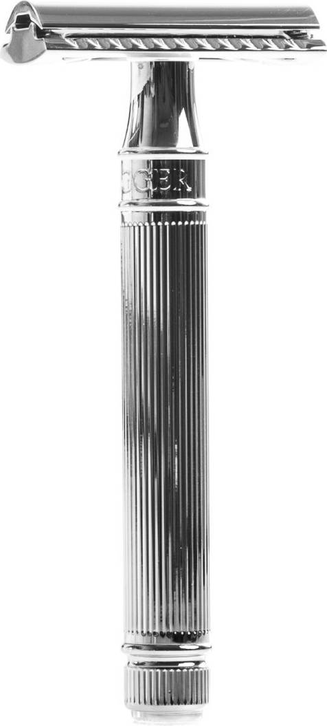 Safety Razor Extra Long Handle Lined Chrome