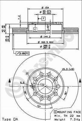 Brembo Remschijf Remschijf 288 25 5