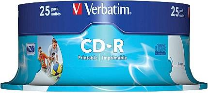 Verbatim CD-R 700MB 52x Spindle 25-Pack Wide Inkjet