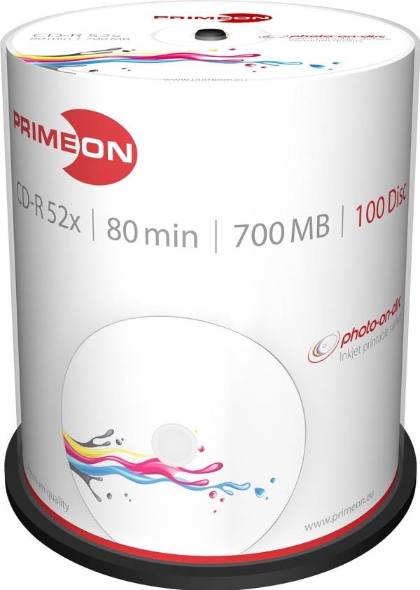 Dvd r 100 pack Primeon CD-R 700MB 52x Spindle 100-Pack