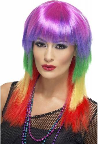 Smiffys Rainbow Rocker Wig Multi-Coloured