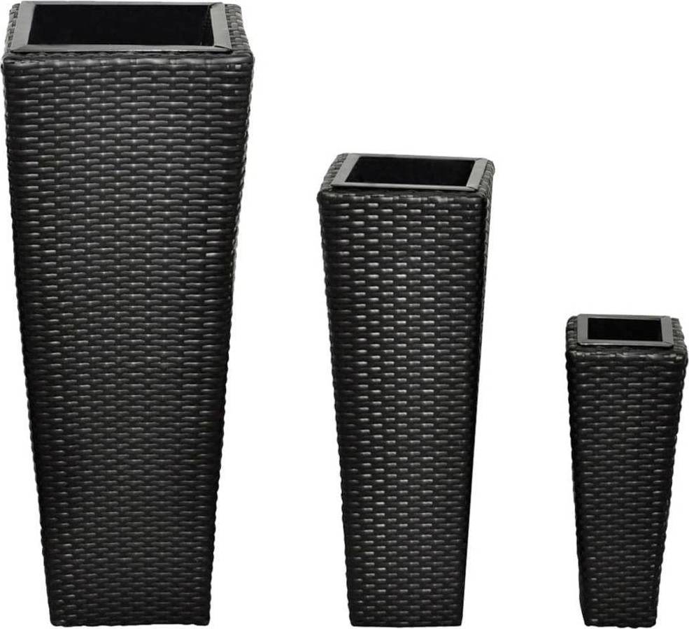 vidaXL Rattan Flower Pot 3 Pack 30cm