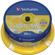 Dvd rw 4.7gb Verbatim 43489 DVD RW disc 4.7 GB 25 stuk(s) Spindel Herschrijfbaar