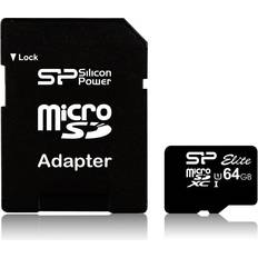 Silicon Power Cartes mémoire Silicon Power Elite Carte mémoire flash (adaptateur microSDXC vers SD inclus(e) 64 Go Class 10 microSDXC UHS-I