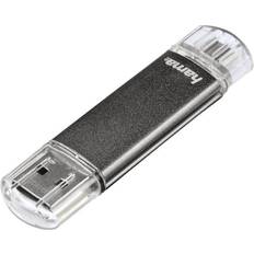 Schede di Memoria & Chiavette USB Hama Laeta Twin 64GB USB 2.0 64GB USB 2.0 Tipo-A Grigio unità flash USB