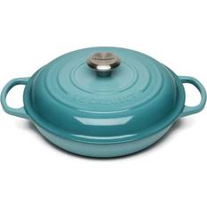 Blue Shallow Casseroles Le Creuset Teal Signature Cast Iron Shallow with lid 2 L 26 cm