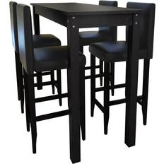 Madera Juegos de Comedor vidaXL Mesa Alta Cocina Con 4 Sillas De Barra Negras Juego de Comedor