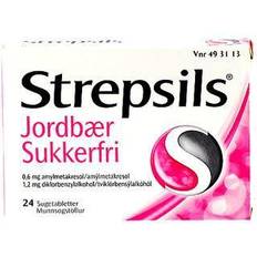 Reckitt Håndkøbsmedicin Strepsils Jordbær Sukkerfri 1.2mg 24 stk Sugetablet