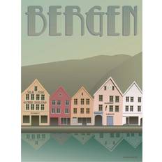 Vissevasse Bergen Bryggen Poster 30x40cm